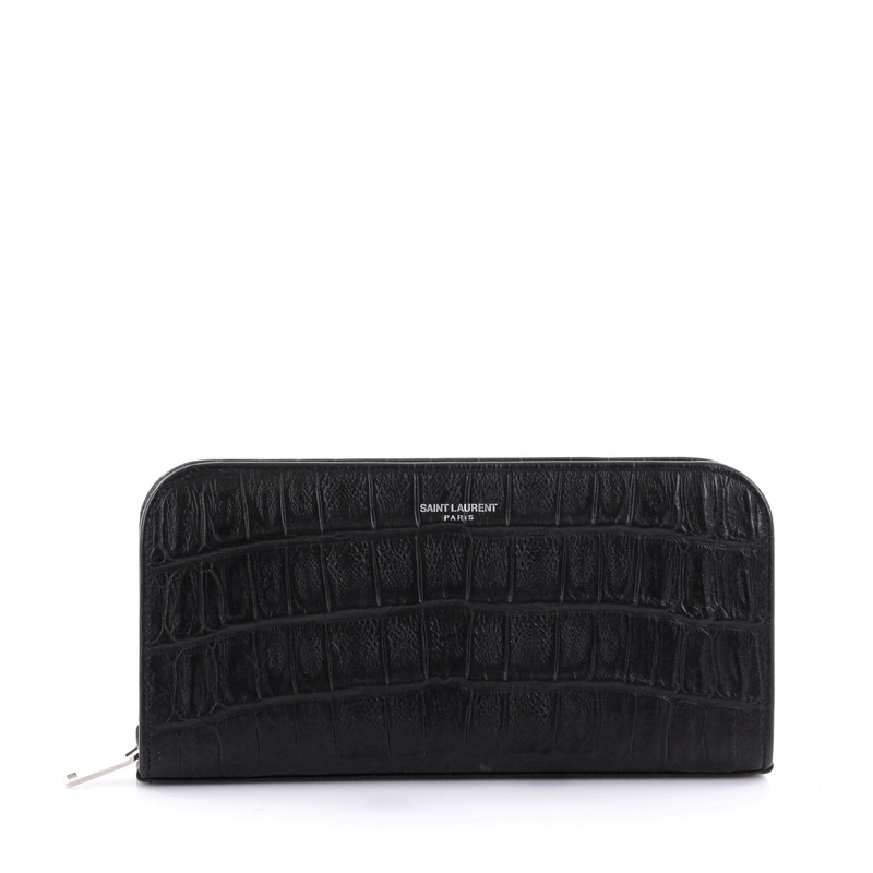 Classic Zip Around Wallet Crocodile Embossed Leather S744816798696