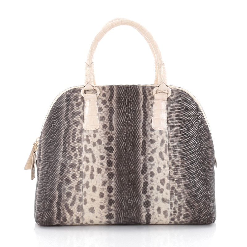 Zip Around Satchel Karung with Crocodile Medium