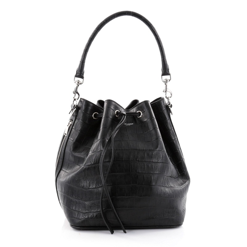 Emmanuelle Bucket Bag Crocodile Embossed Leather Medium S744816795936