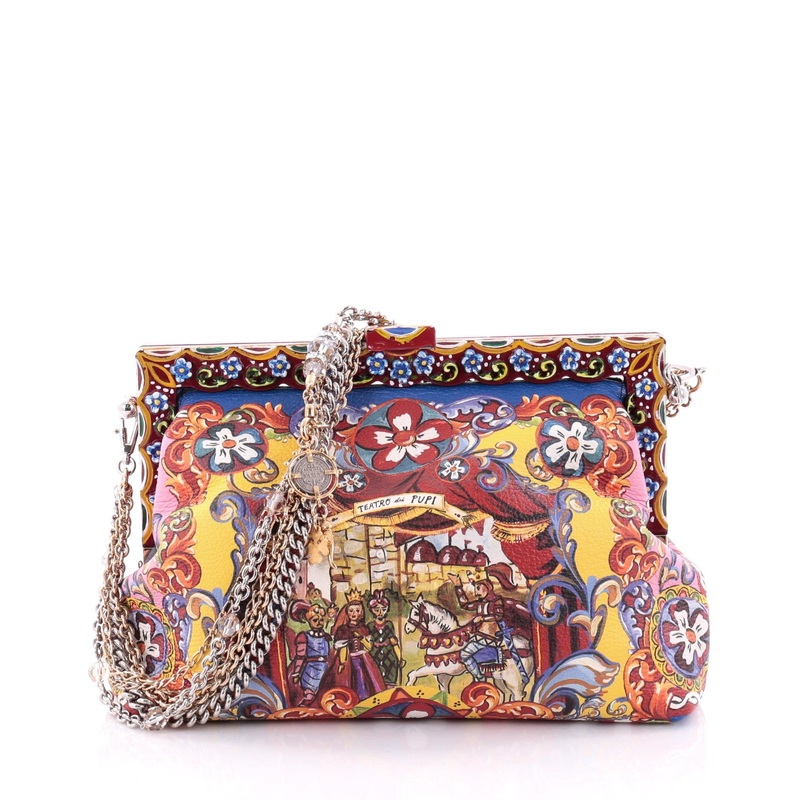 Vanda Shoulder Bag Hand Painted Leather with Wood Small