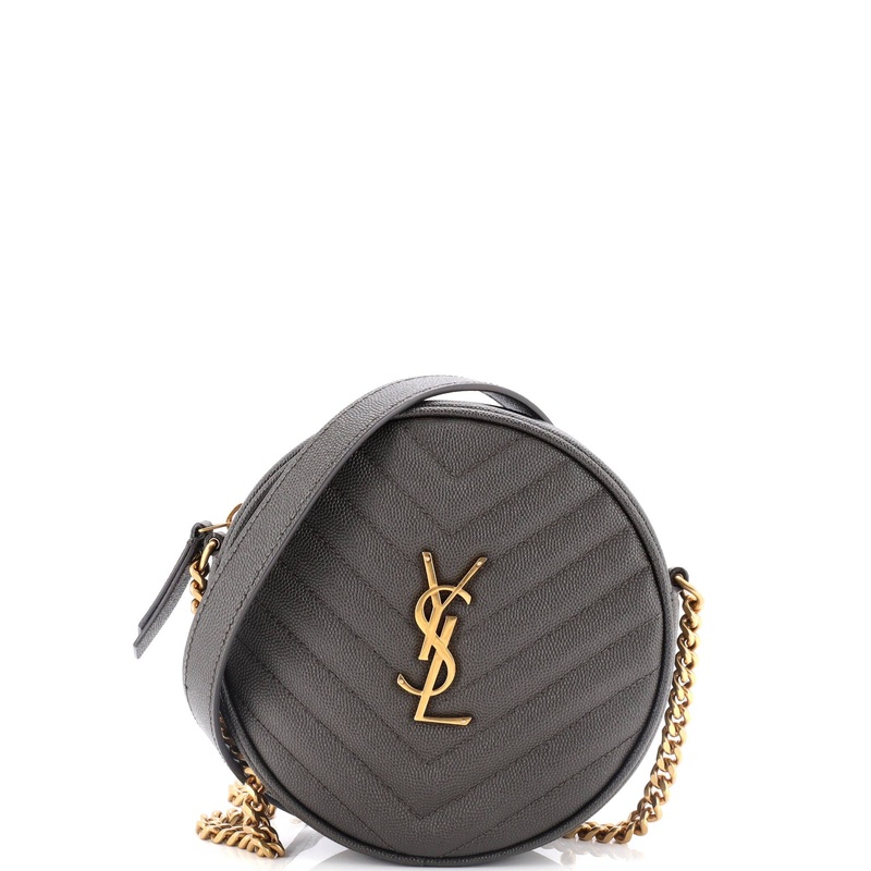Vinyle Round Camera Bag Matelasse Chevron Leather S744816797698