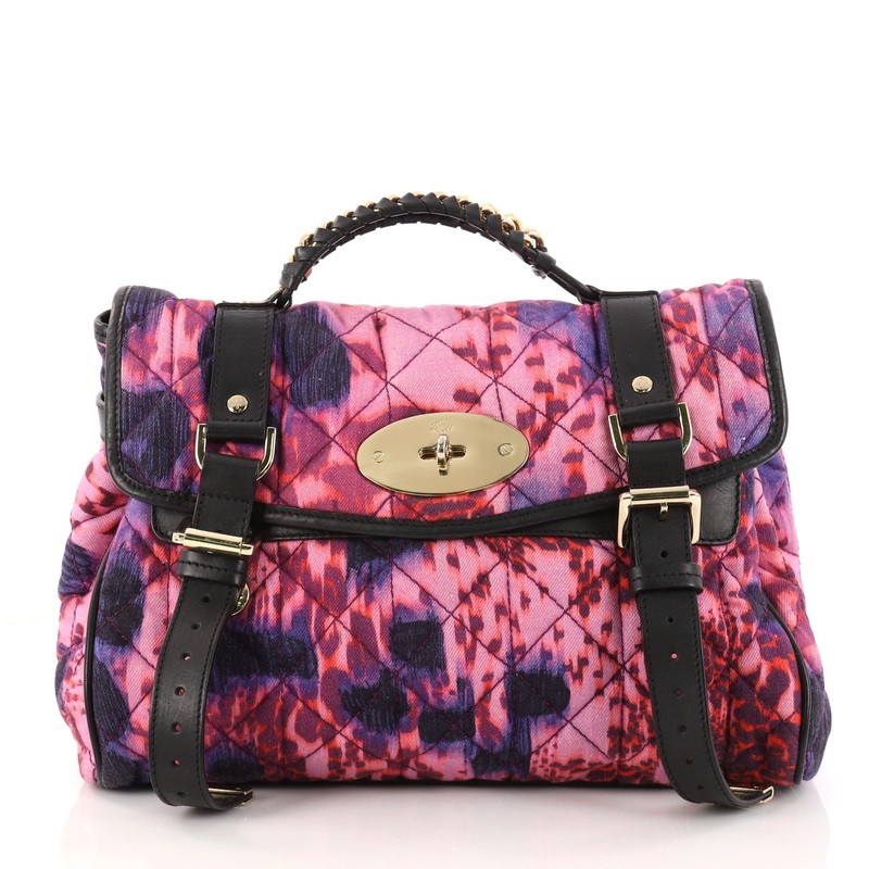 Alexa Satchel Quilted Printed Denim Medium