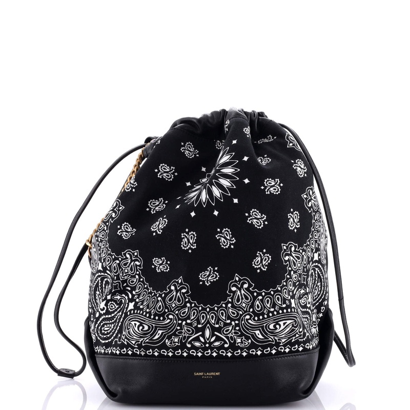 Bandana Teddy Bucket Bag Printed Canvas and Leather Small S744816792071