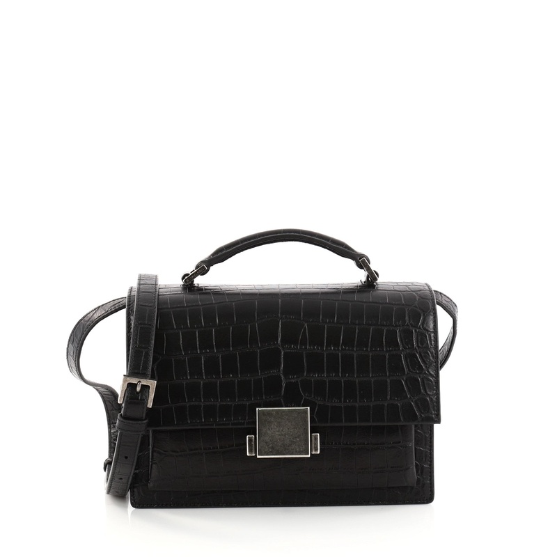 Bellechasse School Satchel Crocodile Embossed Leather Medium