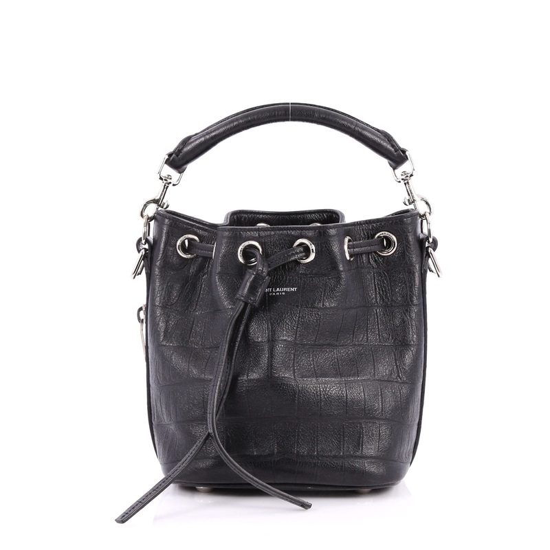 Emmanuelle Bucket Bag Crocodile Embossed Leather Small S744816793809