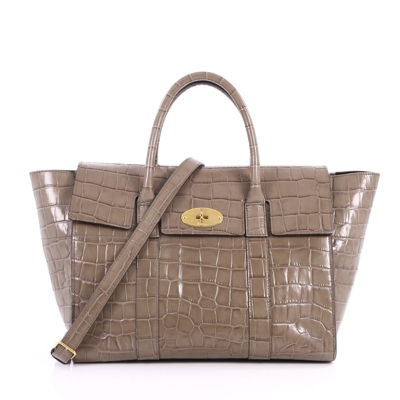 Bayswater Convertible Satchel Crocodile Embossed Leather Medium