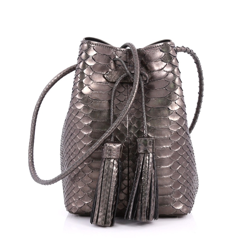 Tassel Bucket Bag Python Small
