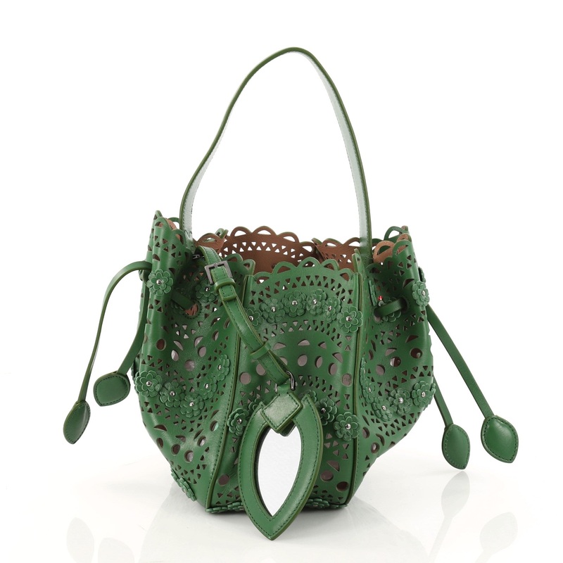 Wristlet Bucket Bag Laser Cut Leather Small S744816784780