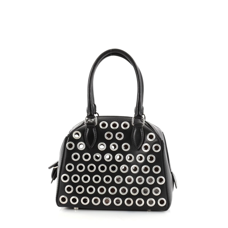 Zip Around Convertible Satchel Grommet Embellished Leather Mini