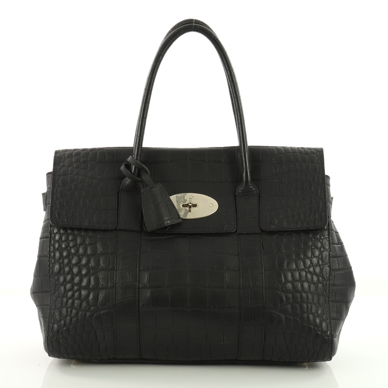 Bayswater Satchel Crocodile Embossed Leather Medium S744816780355