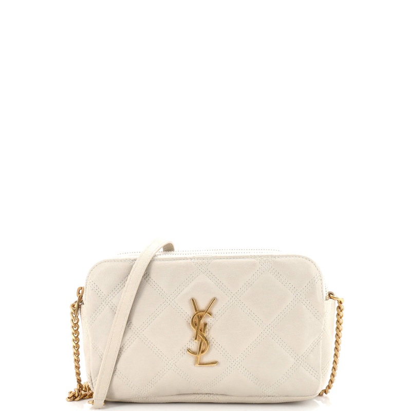 Becky Double Zip Crossbody Bag Quilted Leather Mini S744816778127