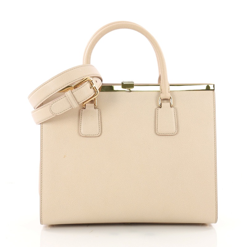 Convertible Lock Compartment Handbag Leather Medium