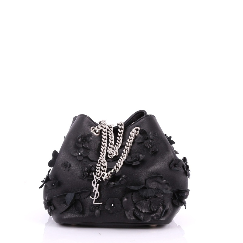 Emmanuelle Bucket Bag Leather with Applique Small