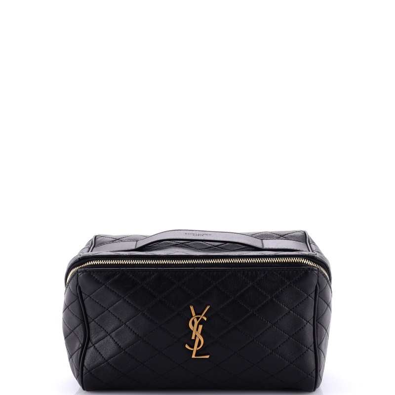 Gaby Zip Around Vanity Case Quilted Leather