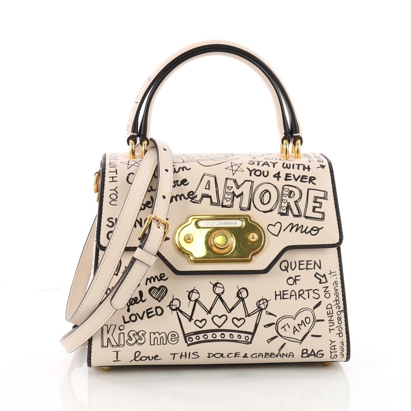 Welcome Top Handle Bag Printed Leather Small S744816780337