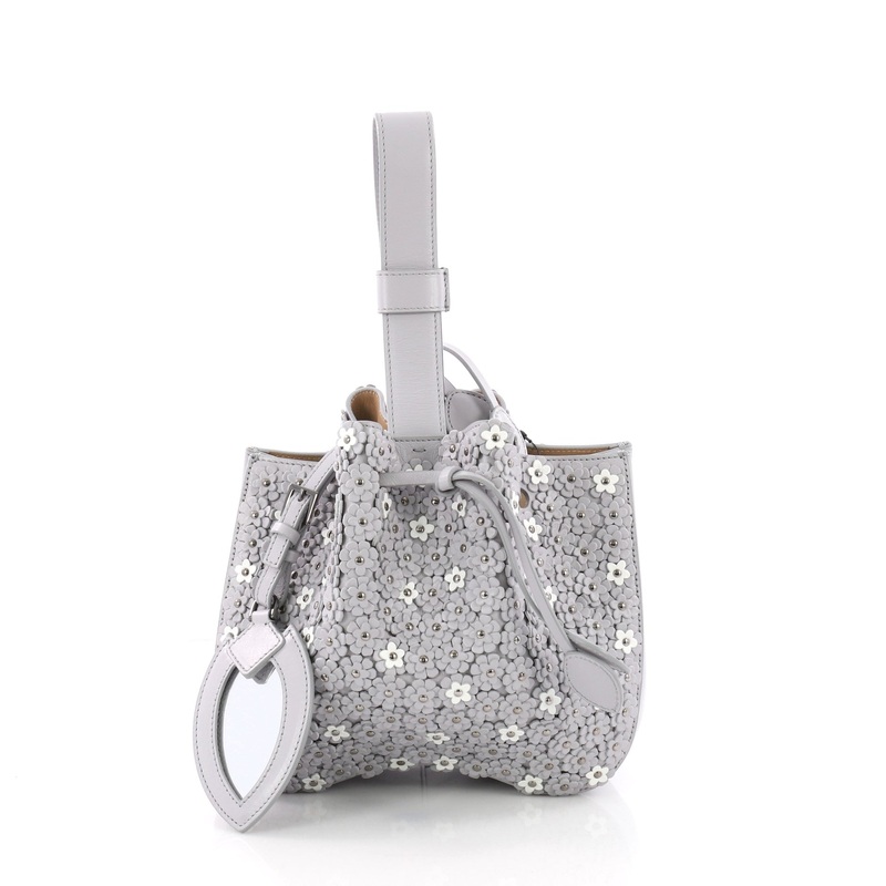 Wristlet Bucket Bag Embellished Leather Small
