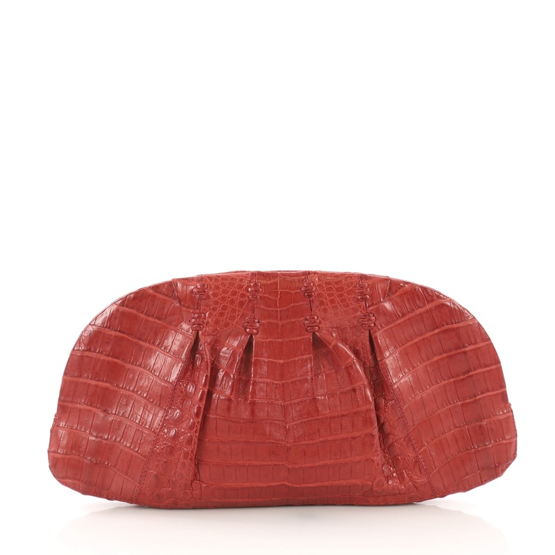 Clutch Pleated Crocodile Long