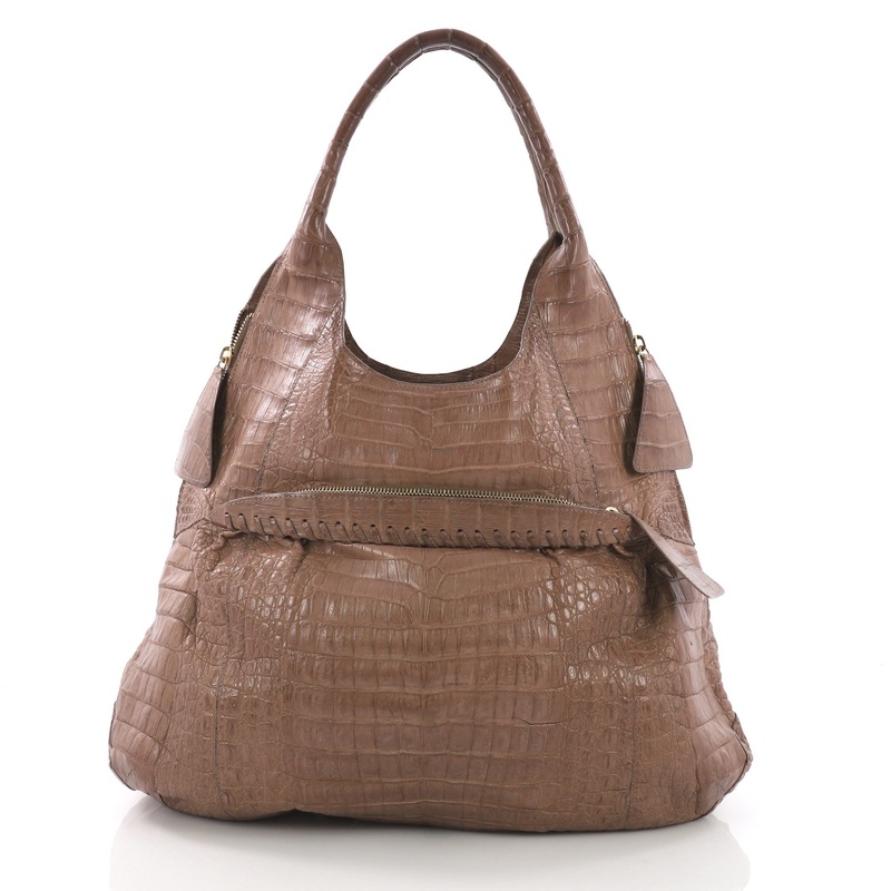 Zip Pocket Hobo Crocodile Large