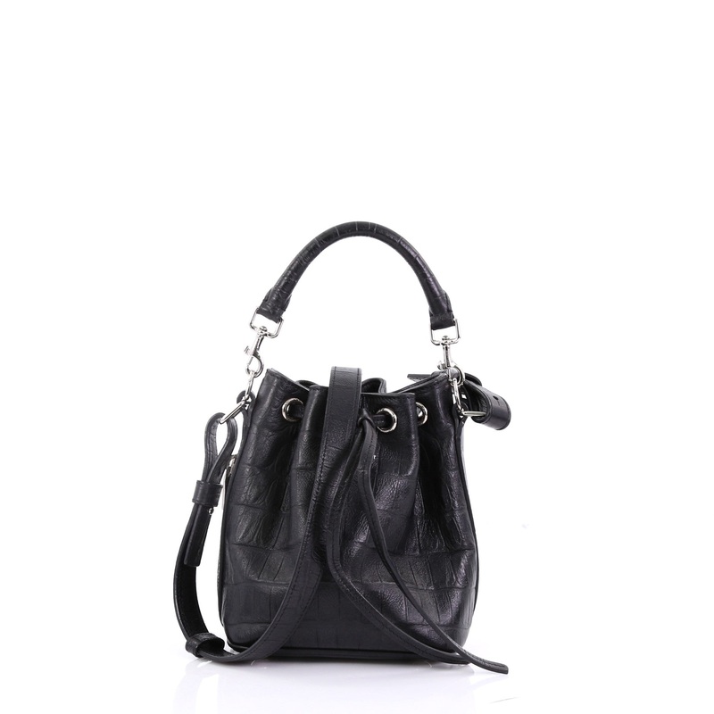 Emmanuelle Bucket Bag Crocodile Embossed Leather Small S744816769207