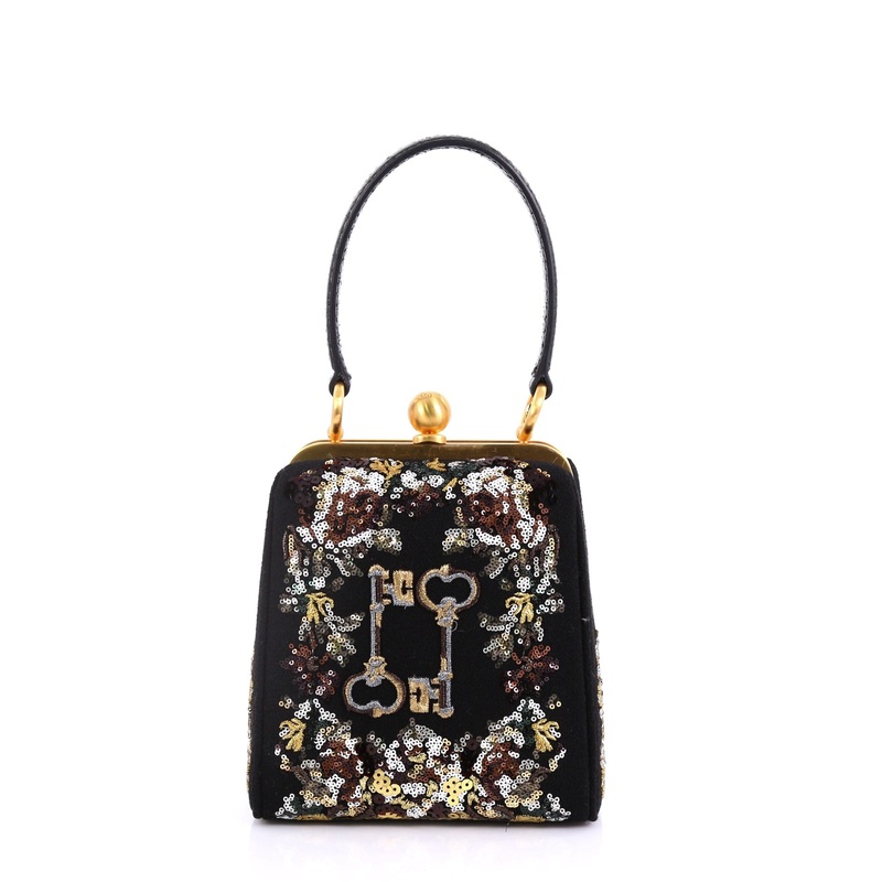 Agata Handbag Embroidered Fabric with Sequins Small