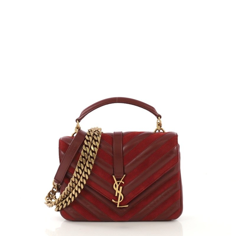 Classic Monogram College Bag Matelasse Chevron Leather and Suede Medium S744816760777