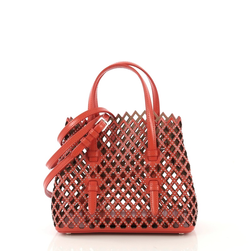 Studded Open Tote Laser Cut Leather Small S744816760672