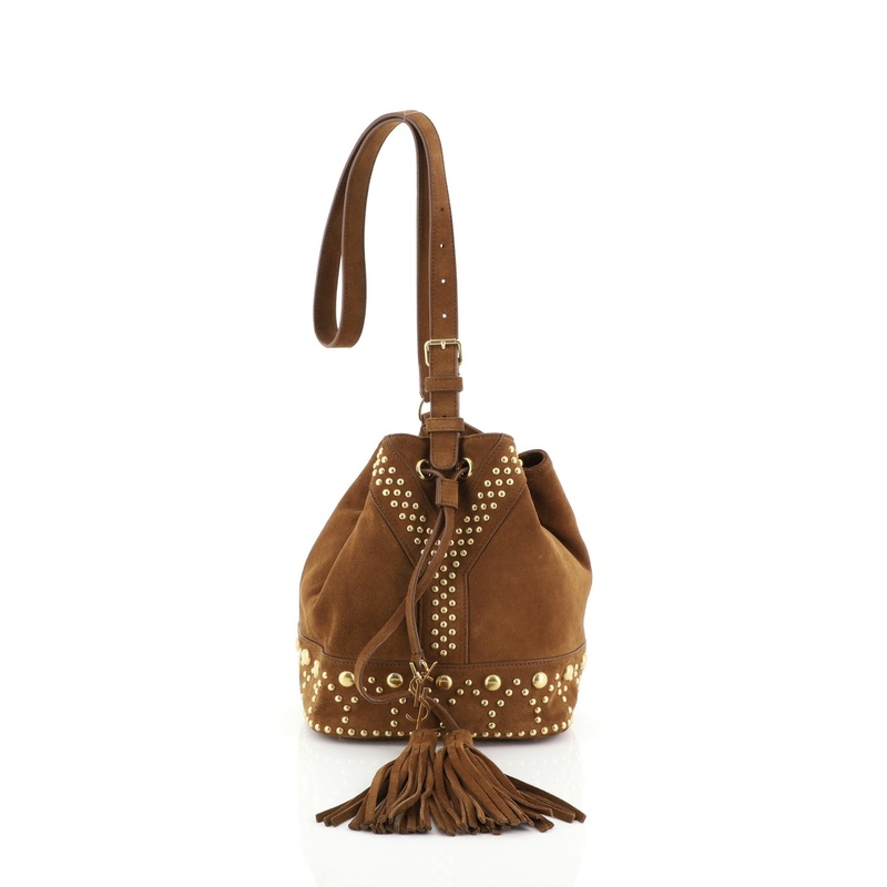 Y Bucket Bag Studded Suede Small