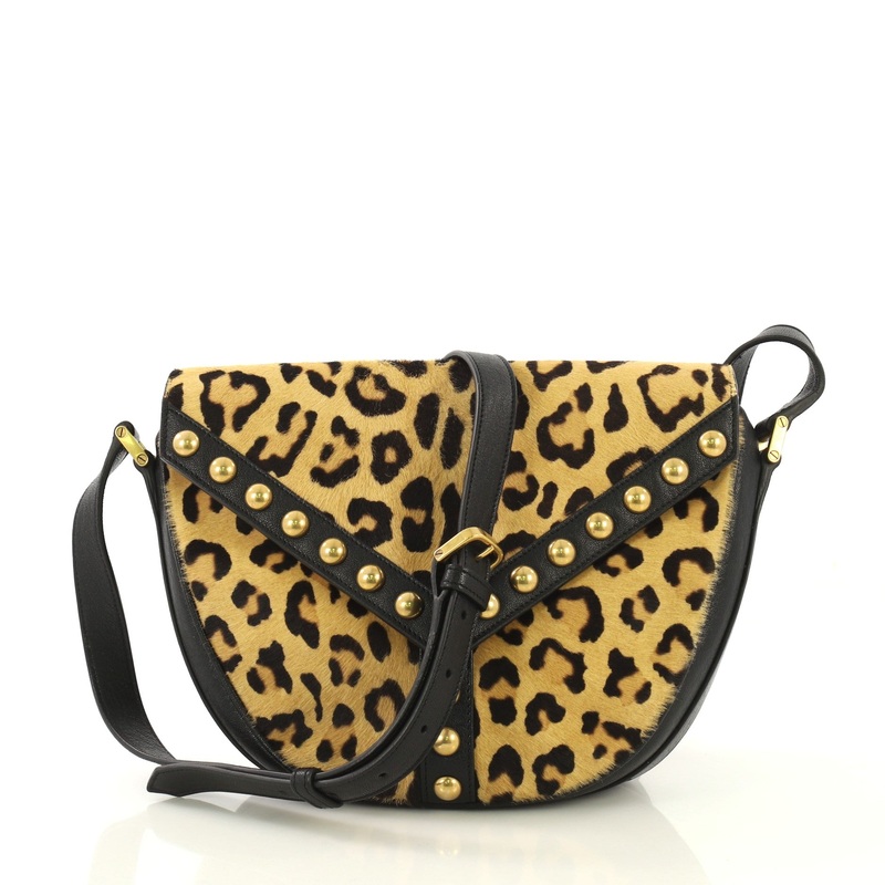 Y Studs Crossbody Bag Pony Hair with Studded Leather Small