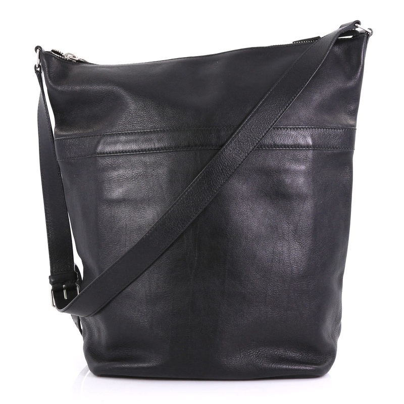 Zip Bucket Tote Leather Large