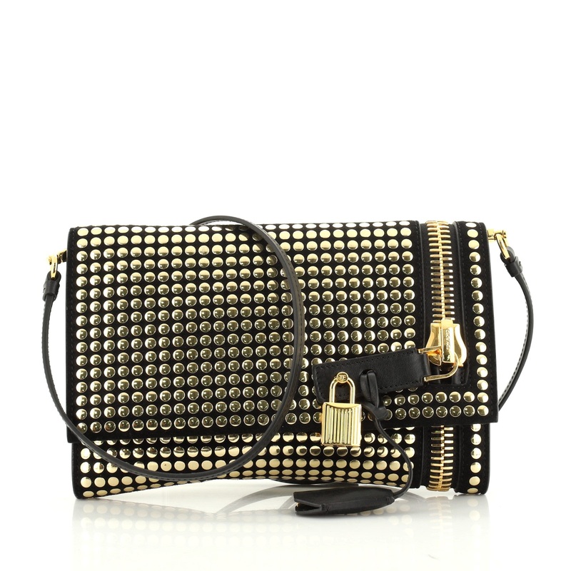Alix Fold Over Crossbody Bag Studded Leather Small