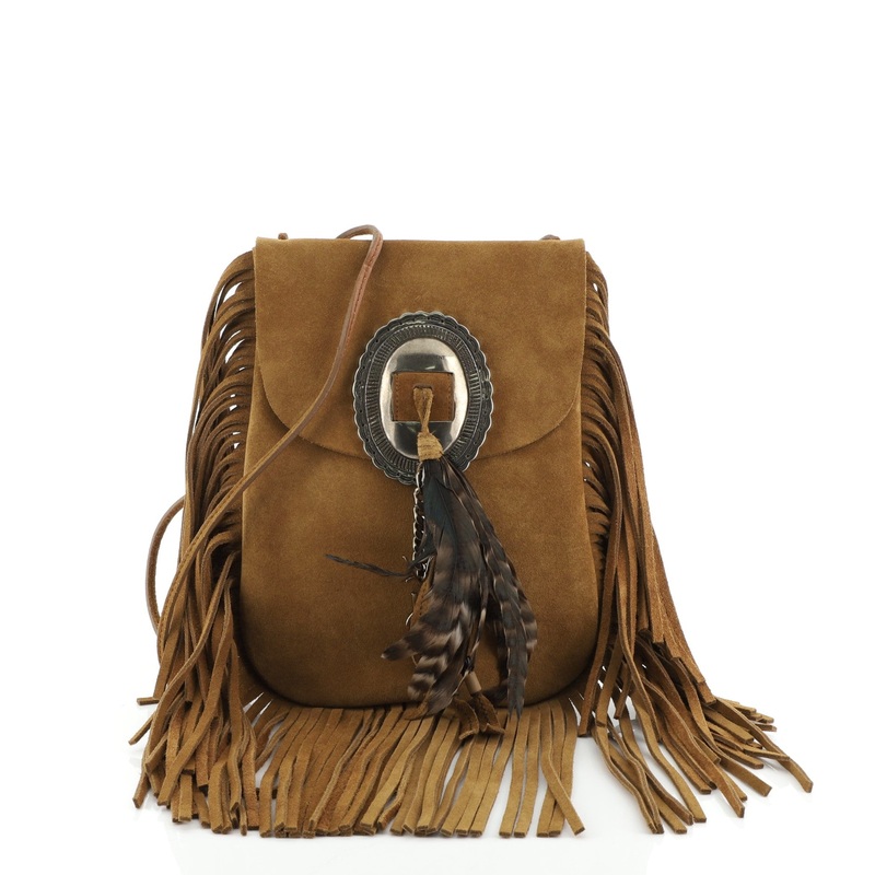 Anita Flat Fringe Crossbody Bag Suede S744816729940