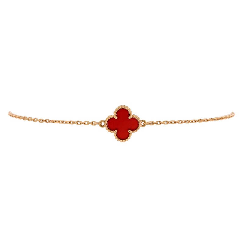 Sweet Alhambra Bracelet 18K Rose Gold and Carnelian S744816733914