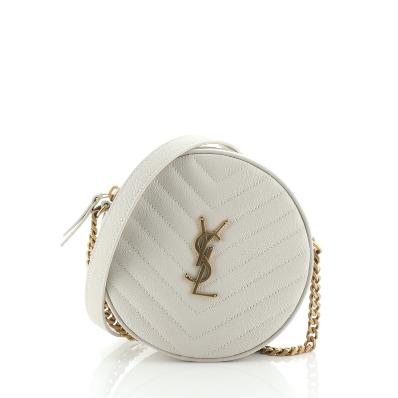 Vinyle Round Camera Bag Matelasse Chevron Leather S744816730470