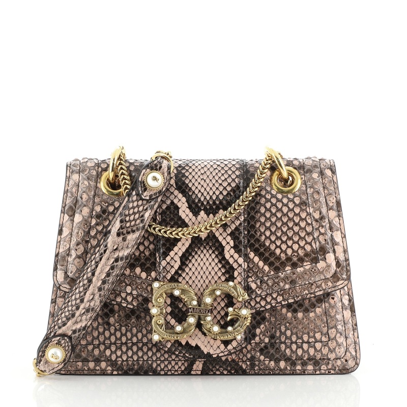Amore Flap Shoulder Bag Python Small