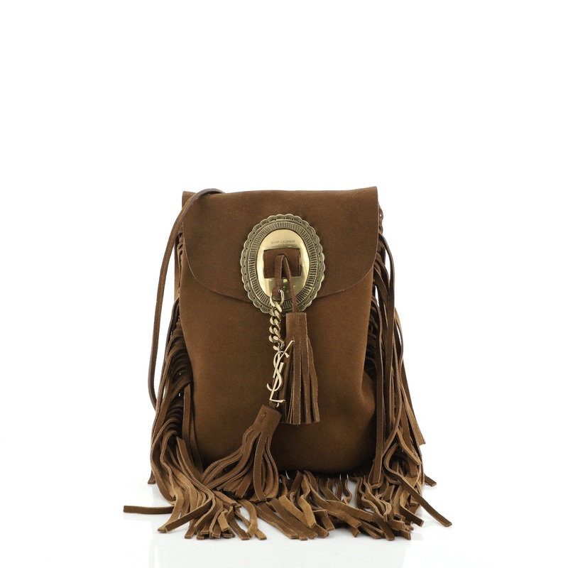Anita Flat Fringe Crossbody Bag Suede S744816722365