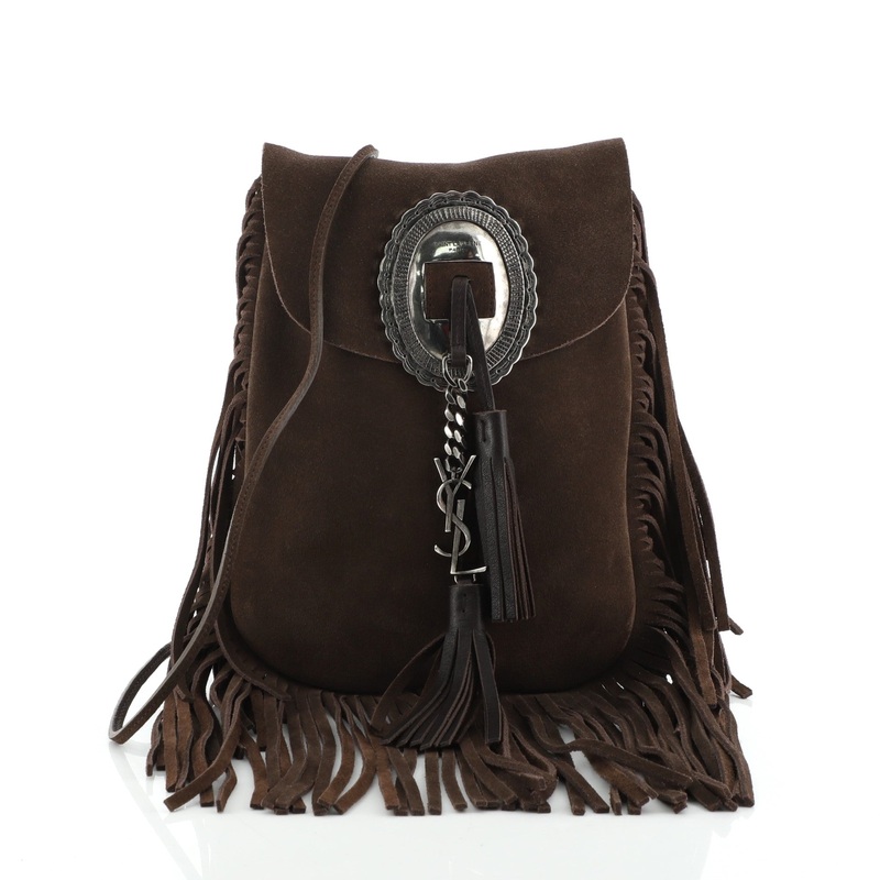Anita Flat Fringe Crossbody Bag Suede S744816722450