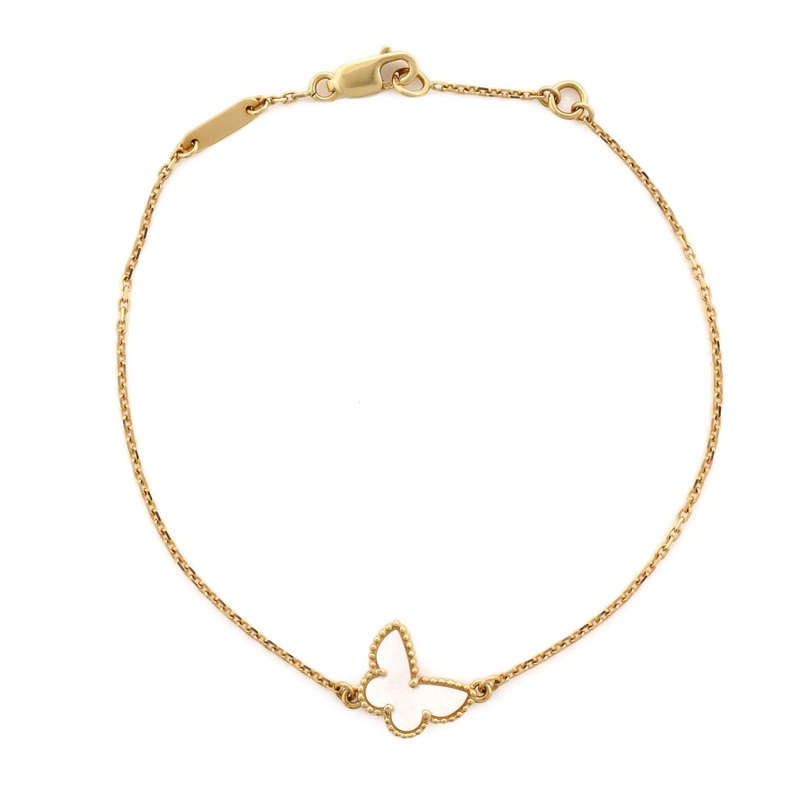 Sweet Alhambra Butterfly Bracelet 18K Yellow Gold and Mother of Pearl S744816725350