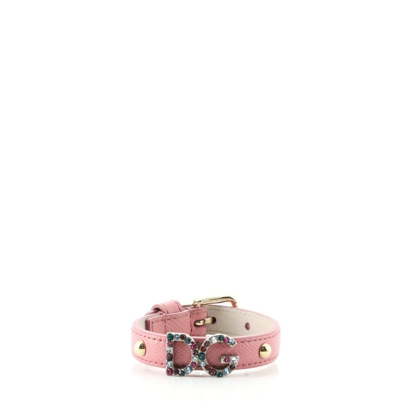 DG Wrap Bracelet Leather with Crystal Embellished Metal