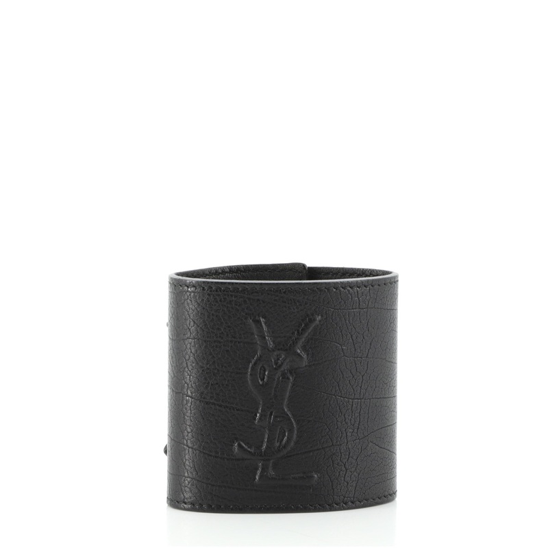 Monogram Double Buckle Bracelet Leather Wide