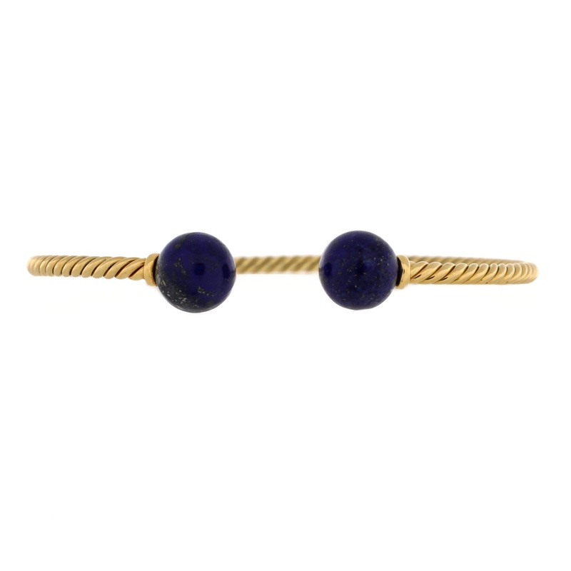 Solari Cablespira Cuff Bracelet 18K Yellow Gold with Lapis Lazuli 7mm