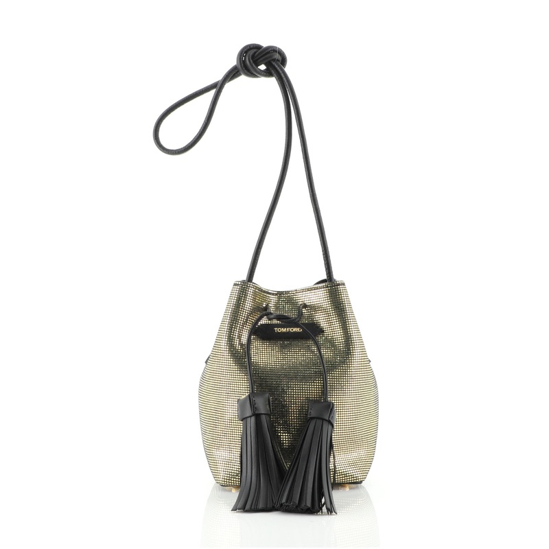 Tassel Bucket Bag Metallic Suede Small