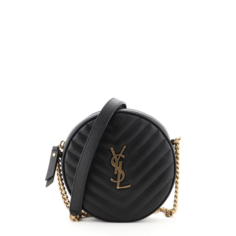 Vinyle Round Camera Bag Matelasse Chevron Leather S744816696519
