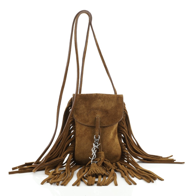 Anita Flat Fringe Crossbody Bag Suede Mini S744816691341