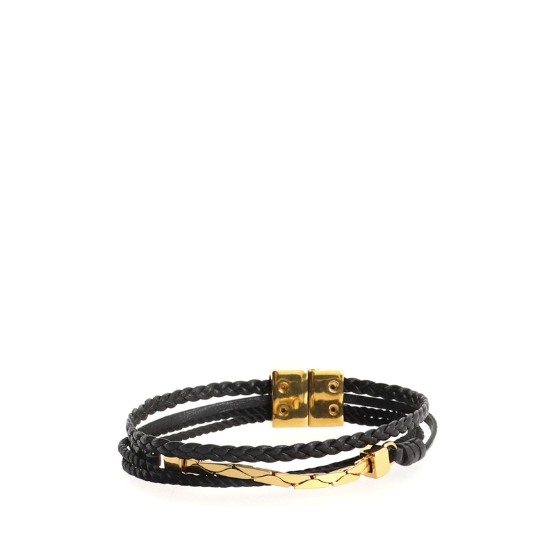 Braided Cobra Chain Bracelet Leather with Metal S744816682647