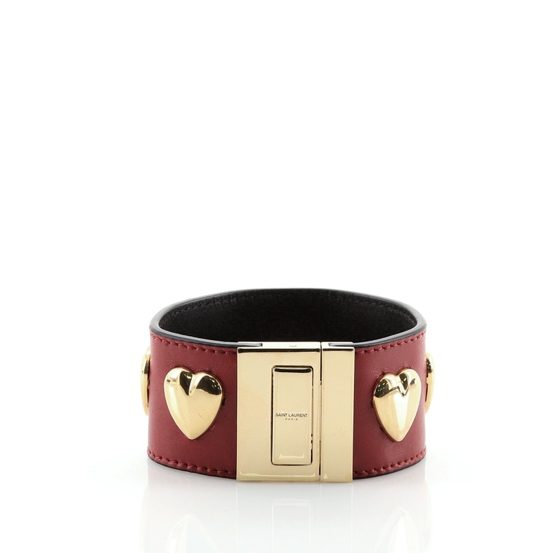 Heart Cuff Bracelet Leather and Metal