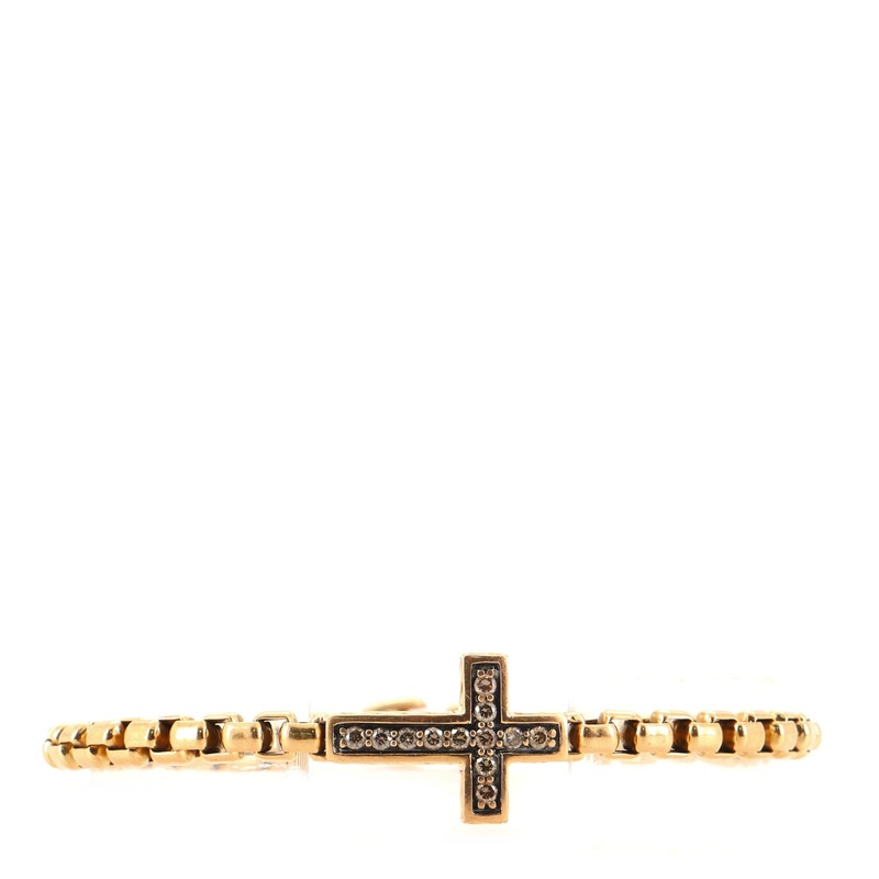 Pav Cross Bracelet 18K Rose Gold and Diamonds
