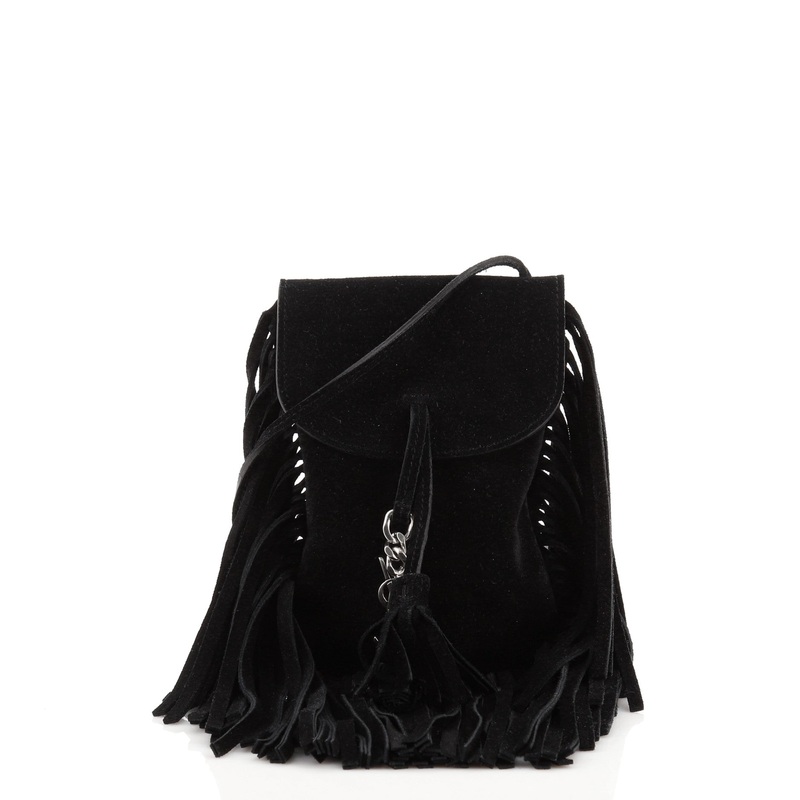 Anita Flat Fringe Crossbody Bag Suede Mini S744816670992