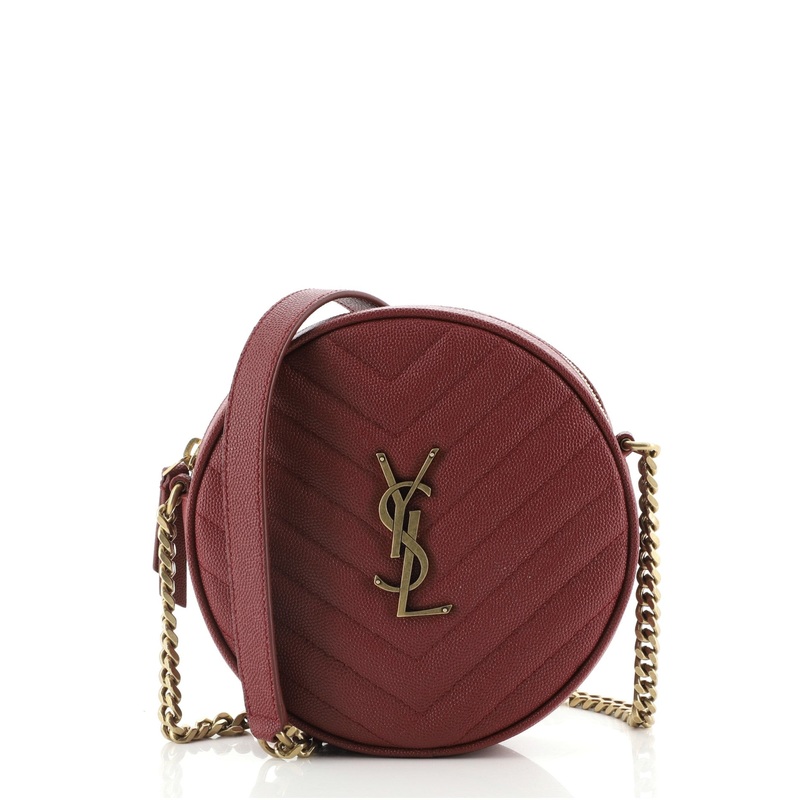 Vinyle Round Camera Bag Matelasse Chevron Leather S744816665711