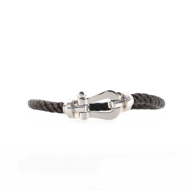 Force 10 Bracelet Woven Cord with Stainless Steel and 18K White Gold S744816659169
