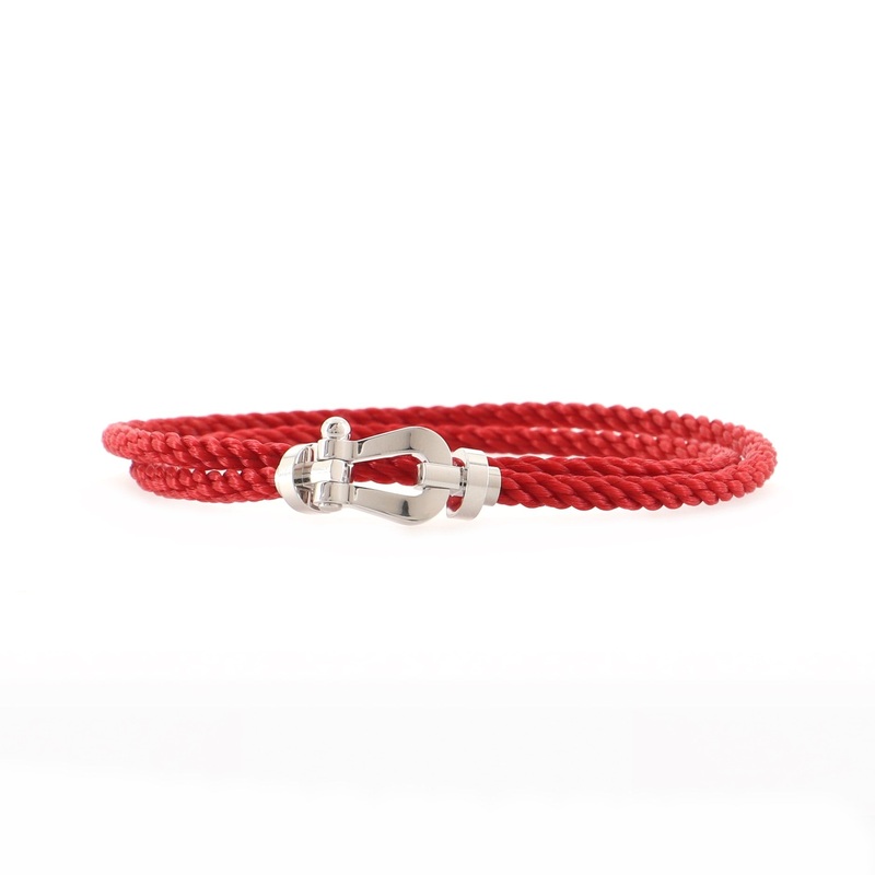 Force 10 Bracelet Woven Cord with Stainless Steel and 18K White Gold S744816659180